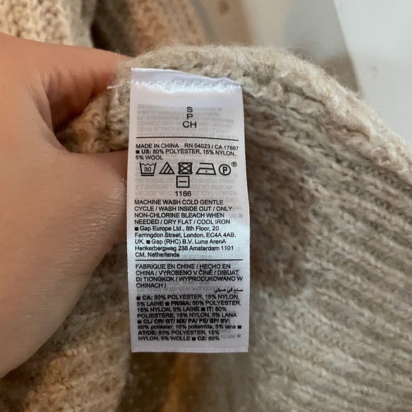 Old Navy Oatmeal Brown Knit Turtleneck Sweater Tunic Length size Small Oversized - Picture 5 of 5